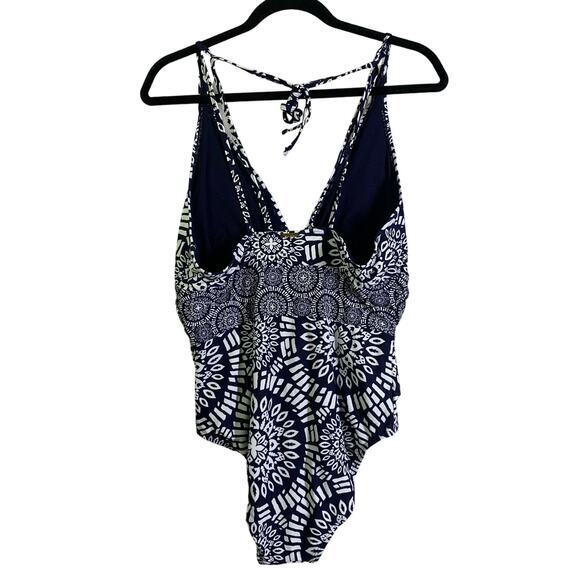 NICOLE MILLER Swimsuit Halter w/Gathered Sash Open Back Boho Print NWT - Picture 3 of 12